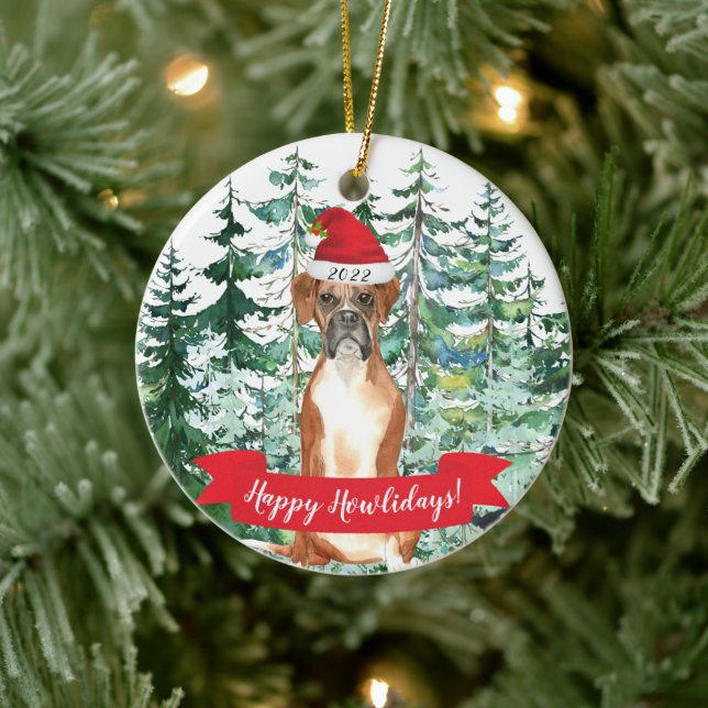 Lycklig Howlidays Boxer jul Ornament (Träd)