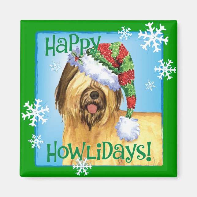 Lycklig Howlidays Briard Magnet (Framsidan)