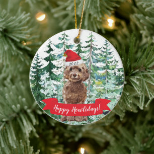 Lycklig Howlidays Brown Cockapoo Hund jul Ornam Julgransprydnad Keramik