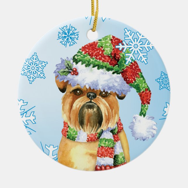 Lycklig Howlidays Brussels Griffon Ceramic Ornamen Julgransprydnad Keramik (Framsidan)