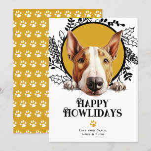 Lycklig Howlidays Bull Terrier Hund Julkort
