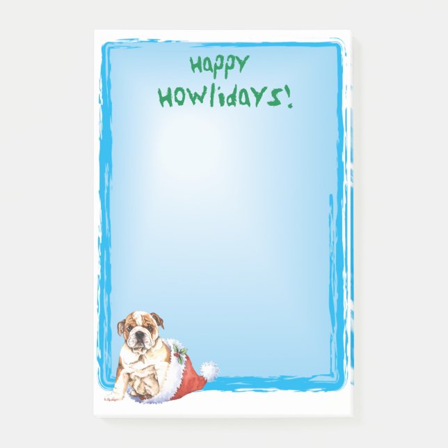 Lycklig Howlidays bulldogg Post-it Block (Framsida)