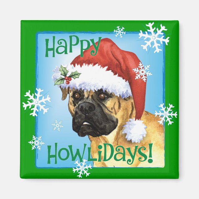 Lycklig Howlidays Bullmastiff Magnet (Framsidan)