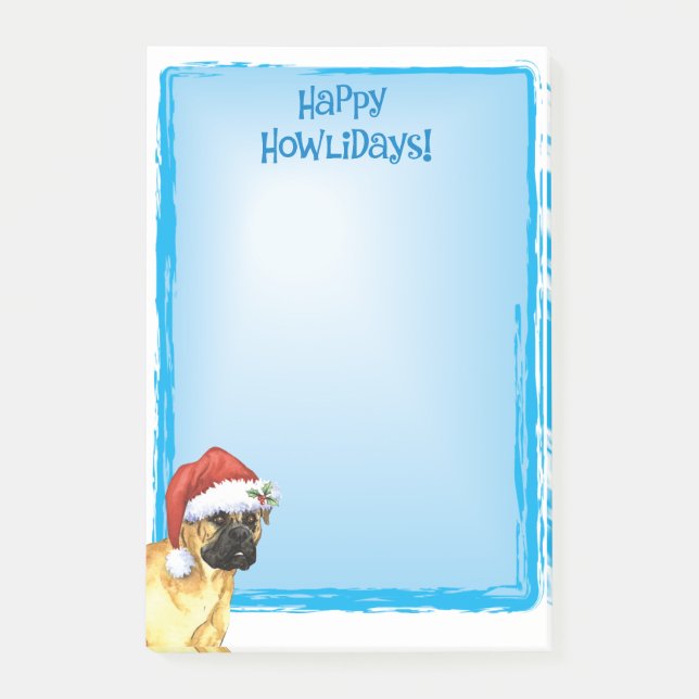 Lycklig Howlidays Bullmastiff Post-it Block (Framsida)