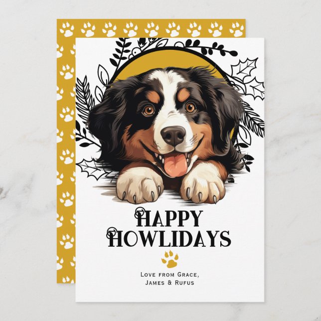 Lycklig Howlidays Burmesiska Mountain Hund jul Julkort (Fram/baksida)