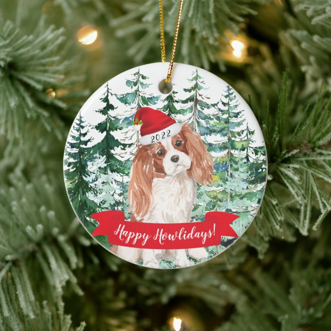 Lycklig Howlidays Cavalier Kung Charle Hund jul Julgransprydnad Keramik (Träd)