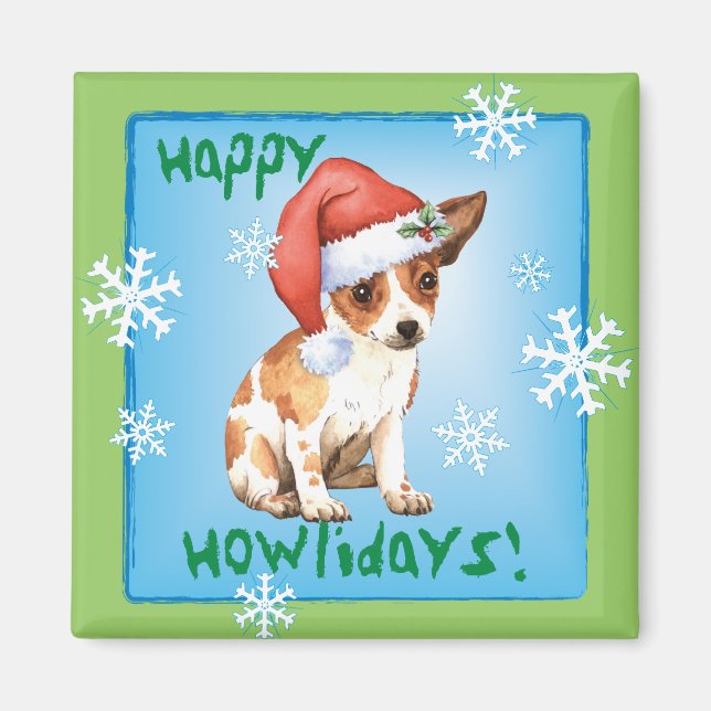 Lycklig Howlidays Chihuahua Magnet (Framsidan)