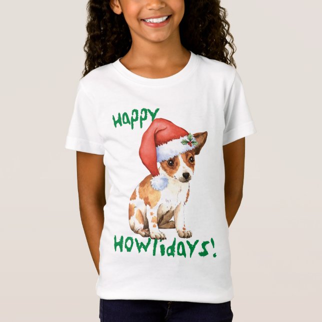 Lycklig Howlidays Chihuahua Tee Shirt (Framsida)