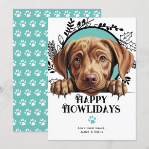 Lycklig Howlidays Chocolate Labrador Hund jul Julkort