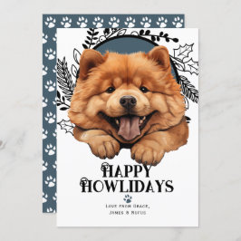 Lycklig Howlidays Chow Chow Hund Julkort
