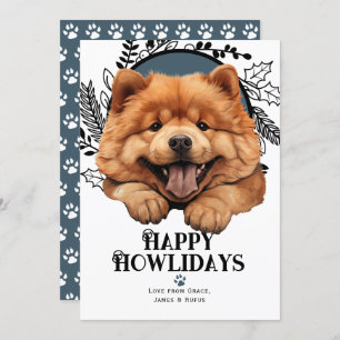 Lycklig Howlidays Chow Chow Hund Julkort