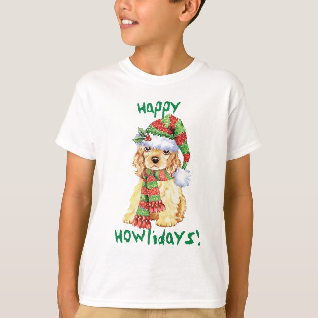 Lycklig Howlidays Cocker spanel T-Shirt (Framsida)