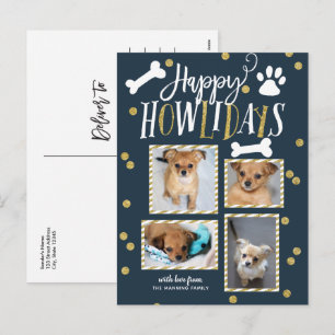Lycklig Howlidays Collage Julfoto Helg Vykort
