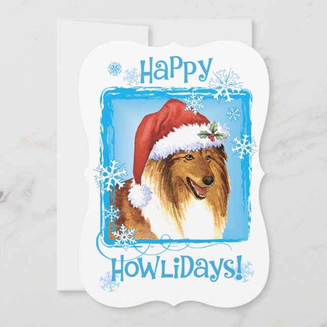 Lycklig Howlidays Collie Julkort (Framsida)