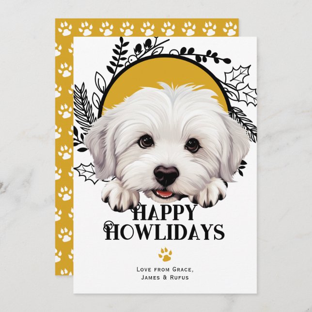 Lycklig Howlidays Coton De Tulear Hund jul Julkort (Fram/baksida)