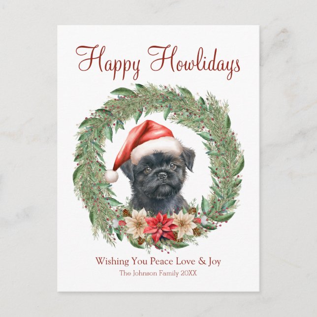 Lycklig Howlidays Cute Affenpinscher Hund Helg Vykort (Framsida)
