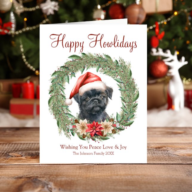 Lycklig Howlidays Cute Affenpinscher Hund Julkort (Skapare uppladdad)