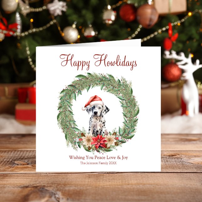 Lycklig Howlidays Cute Dalmatien Hund Julkort (Skapare uppladdad)
