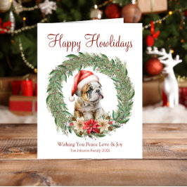 Lycklig Howlidays Cute English Bulldog Julkort