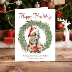 Lycklig Howlidays Cute English Bulldog Julkort
