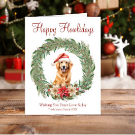 Lycklig Howlidays Cute Golden Retriever Hund Julkort