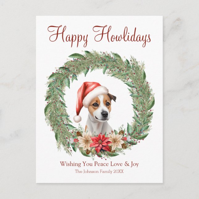 Lycklig Howlidays Cute Jack Russel Hund Helg Vykort (Framsida)