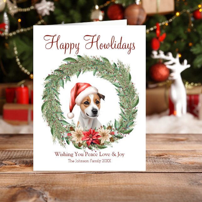 Lycklig Howlidays Cute Jack Russel Hund Julkort (Skapare uppladdad)