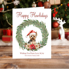 Lycklig Howlidays Cute Yorkie Hund Julkort