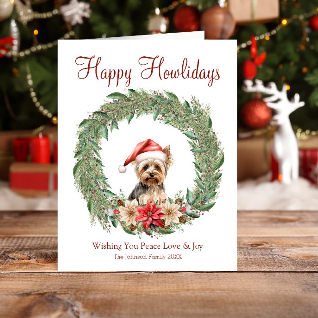 Lycklig Howlidays Cute Yorkie Hund Julkort (Skapare uppladdad)