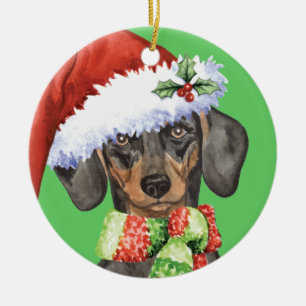 Lycklig Howlidays Dachshund Julgransprydnad Keramik
