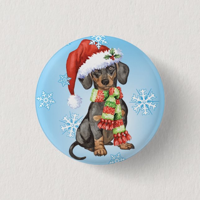 Lycklig Howlidays Dachshund Knapp (Framsida)