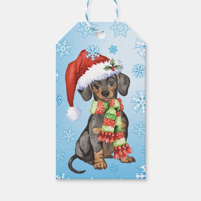 Lycklig Howlidays Dachshund Presentetikett (Framsidan)