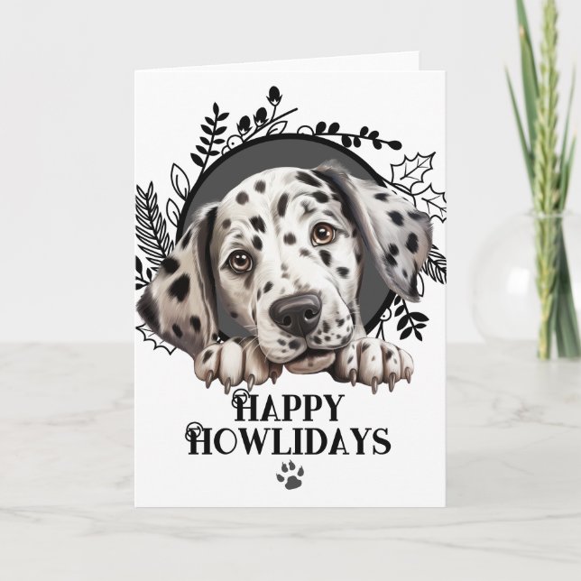 Lycklig Howlidays Dalmatien Hund jul Helgkort (Framsida)