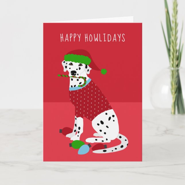 Lycklig Howlidays Dalmatiska jul Helgkort (Framsida)