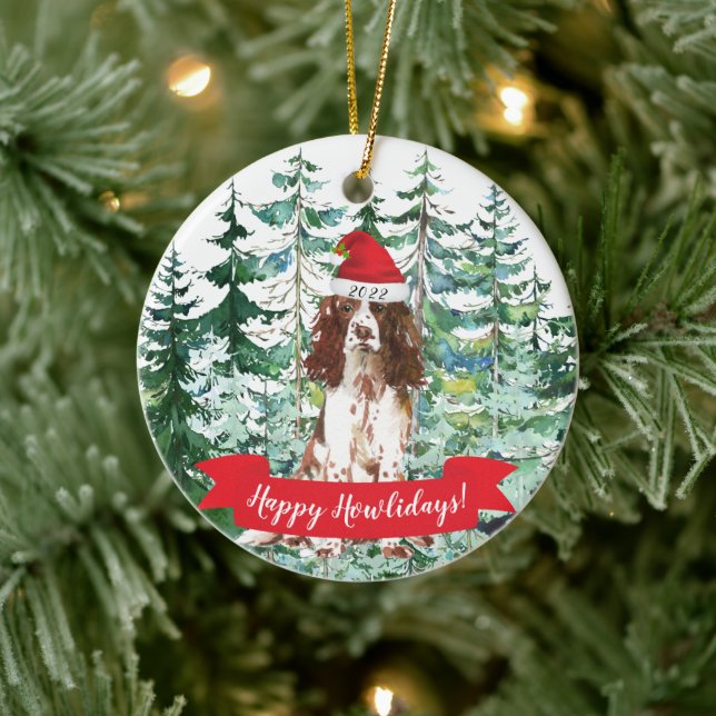 Lycklig Howlidays English Springer Spain Julgransprydnad Keramik (Träd)