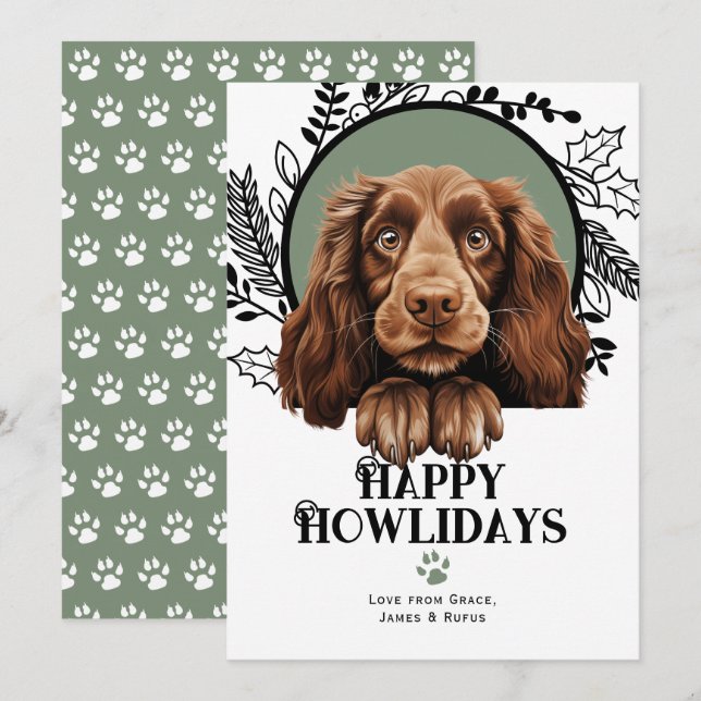 Lycklig Howlidays Fält Spaniens Hund jul jul Julkort (Fram/baksida)