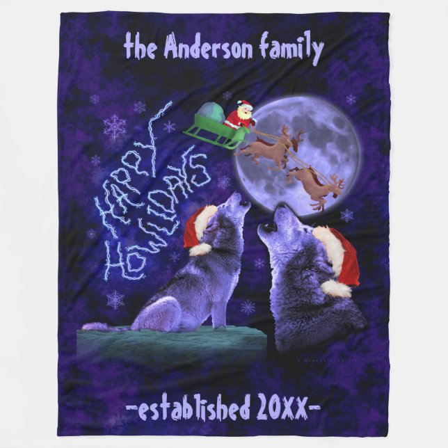 Lycklig Howlidays | för rolig julvargvits Fleecefilt (Framsidan)