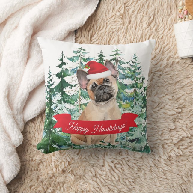 Lycklig Howlidays Fransk Bulldog Hund jul Kudde (Filt)