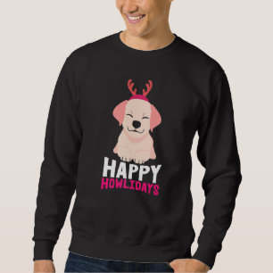 Lycklig Howlidays Funny Corgi Golden Retriever Poo Lång Ärmad Tröja