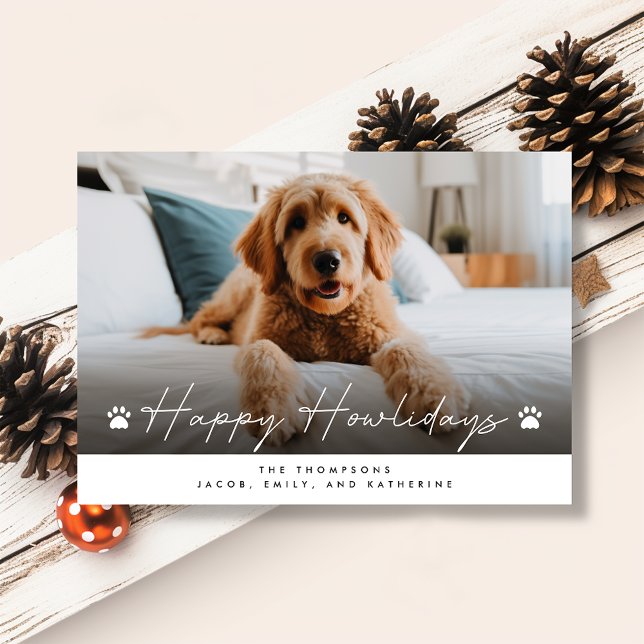 Lycklig Howlidays Funny Pet Hund Photo jul Julkort (Skapare uppladdad)