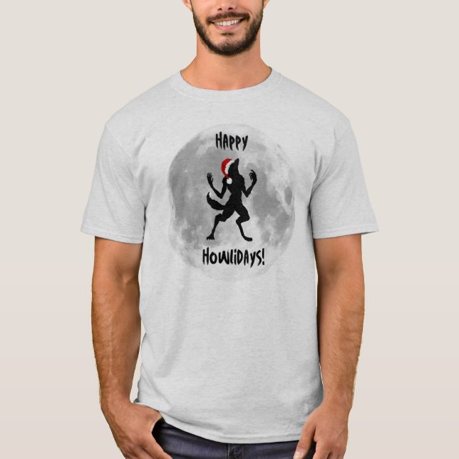 Lycklig Howlidays Funny Werevargs T-shirt för mana (Framsida)
