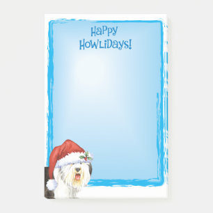 Lycklig Howlidays gammal engelsk Sheepdog Post-it Block