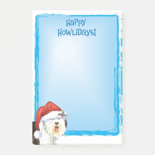 Lycklig Howlidays gammal engelsk Sheepdog Post-it Block (Framsida)