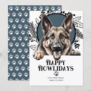 Lycklig Howlidays German Shepherd Hund jul Julkort