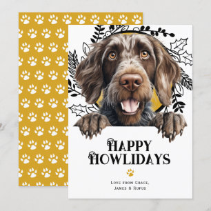 Lycklig Howlidays German Wirehsted Pointer Hund Julkort