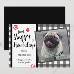 Lycklig Howlidays Gingham Hund jul Julkort