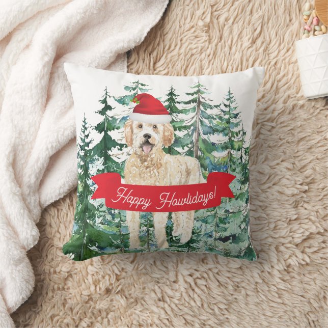 Lycklig Howlidays Golden Doodle Hund jul Kudde (Filt)