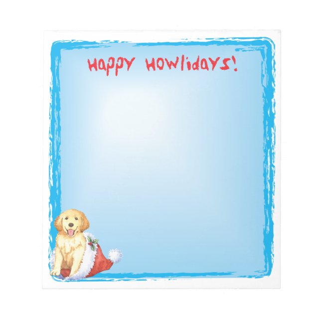 Lycklig Howlidays Golden Retriever Anteckningsblock (Framsida)