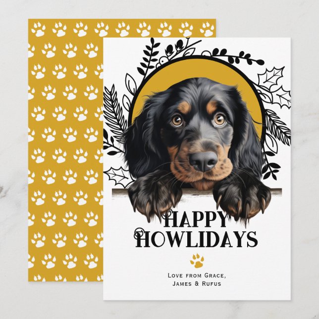 Lycklig Howlidays Gordon Setter Hund Julkort (Fram/baksida)