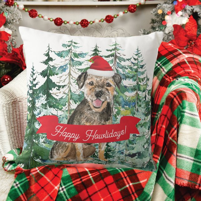 Lycklig Howlidays Gräns Terrier Hund jul jul Kudde (Skapare uppladdad)